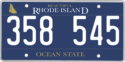 RI license plate 358545