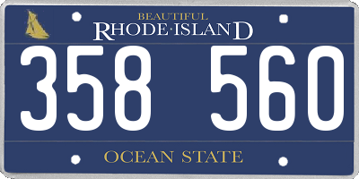 RI license plate 358560
