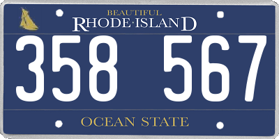 RI license plate 358567