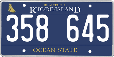 RI license plate 358645
