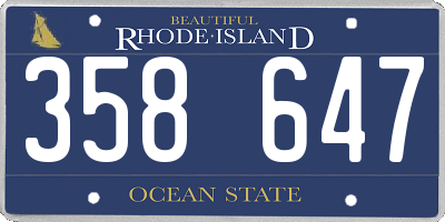 RI license plate 358647