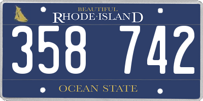 RI license plate 358742
