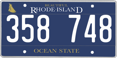 RI license plate 358748