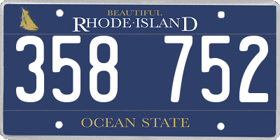 RI license plate 358752