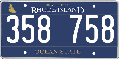 RI license plate 358758