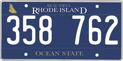 RI license plate 358762