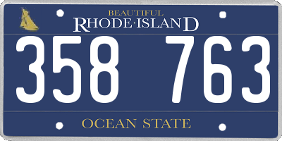 RI license plate 358763