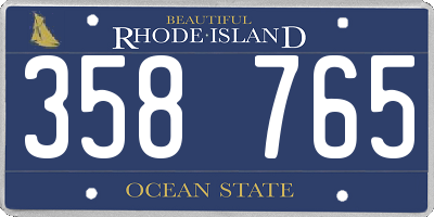 RI license plate 358765