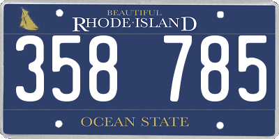 RI license plate 358785