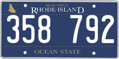 RI license plate 358792