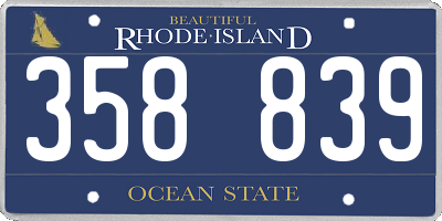RI license plate 358839