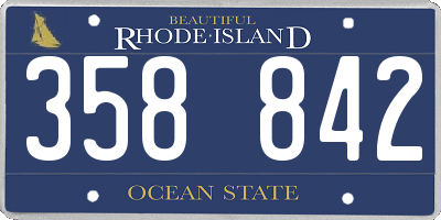 RI license plate 358842