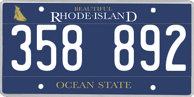 RI license plate 358892