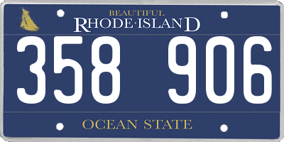 RI license plate 358906