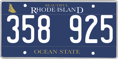 RI license plate 358925