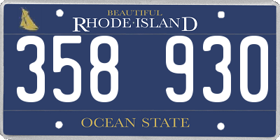 RI license plate 358930