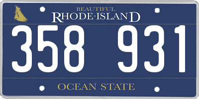 RI license plate 358931