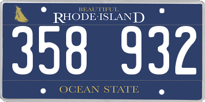 RI license plate 358932