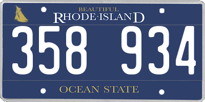 RI license plate 358934
