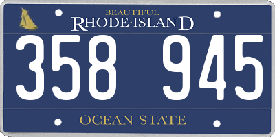 RI license plate 358945