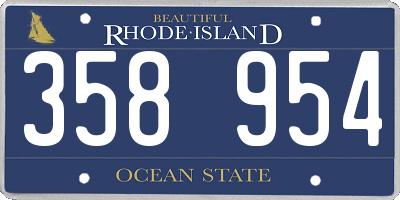 RI license plate 358954