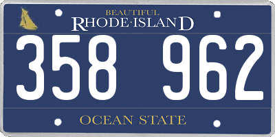 RI license plate 358962