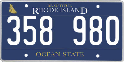 RI license plate 358980