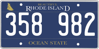 RI license plate 358982