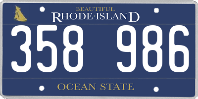 RI license plate 358986