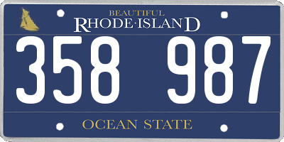 RI license plate 358987