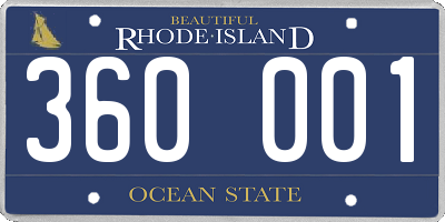 RI license plate 360001