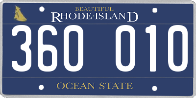 RI license plate 360010