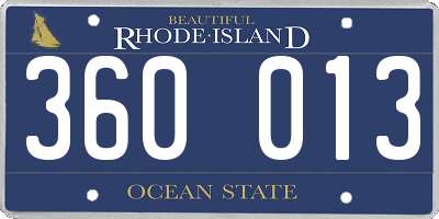 RI license plate 360013