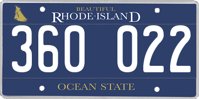 RI license plate 360022