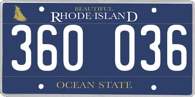 RI license plate 360036