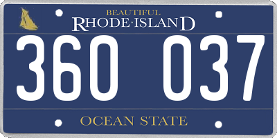 RI license plate 360037