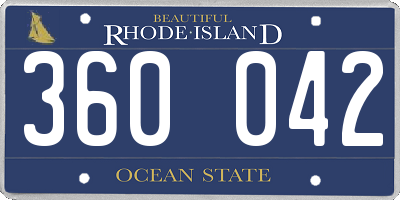 RI license plate 360042
