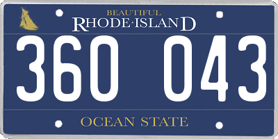 RI license plate 360043