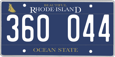 RI license plate 360044