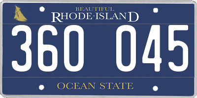 RI license plate 360045