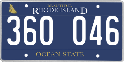 RI license plate 360046