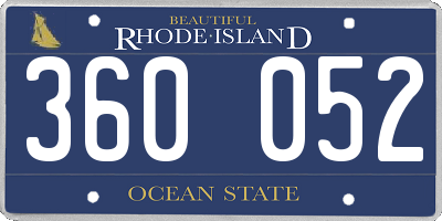 RI license plate 360052
