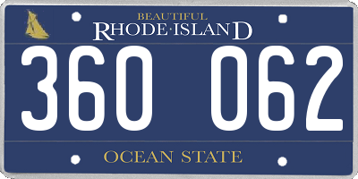 RI license plate 360062