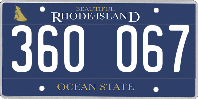 RI license plate 360067