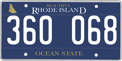 RI license plate 360068