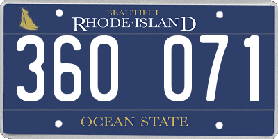 RI license plate 360071