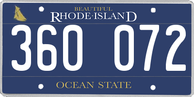 RI license plate 360072