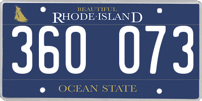 RI license plate 360073