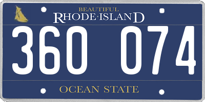 RI license plate 360074