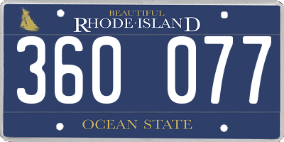 RI license plate 360077